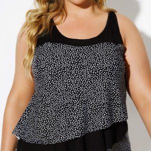 Meet.Curve Grey Dot Scoopneck Tankini Top